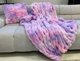 Braided Look Fluffy Soft Faux Fur Fabric - Gray White Braided Look, 104" X 93" (Cal King/Eastern King)