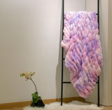 Braided Look Fluffy Soft Faux Fur Fabric - Gray White Braided Look, 104" X 93" (Cal King/Eastern King)