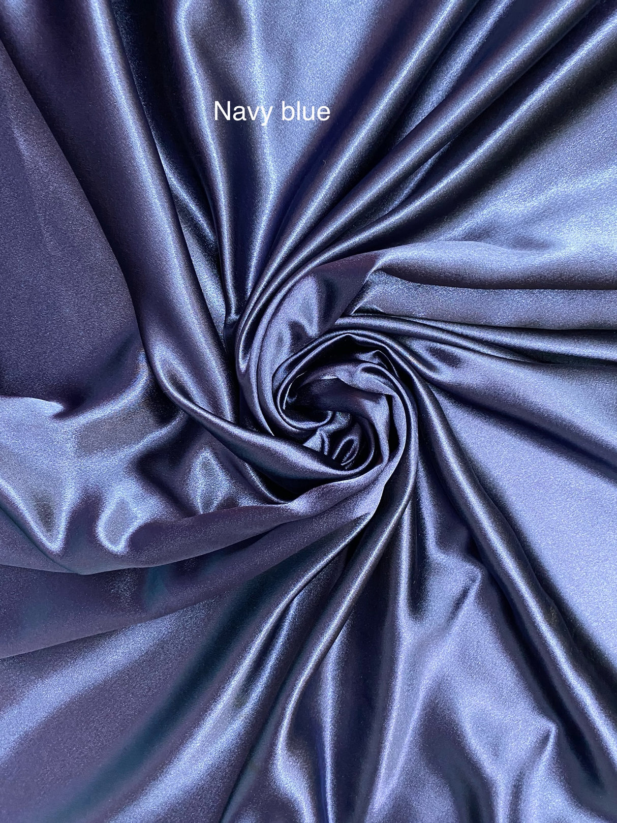 Crepe Satin Polyester Fabric - Navy Blue, Shiny Matte Finish, 58" Width (1 Yard)