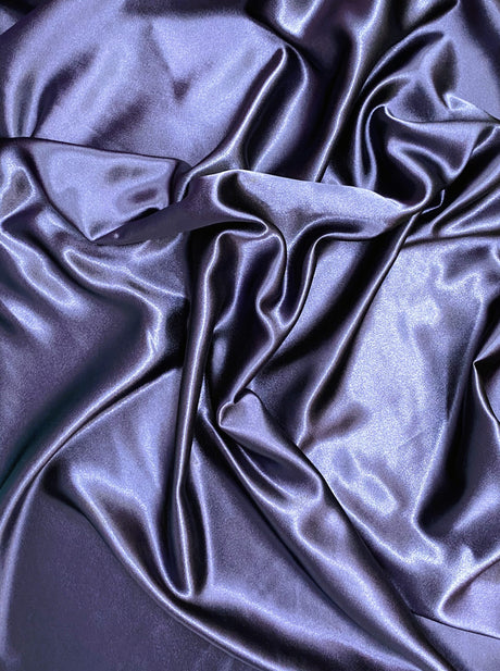Crepe Satin Polyester Fabric - Navy Blue, Shiny Matte Finish, 58" Width (1 Yard)