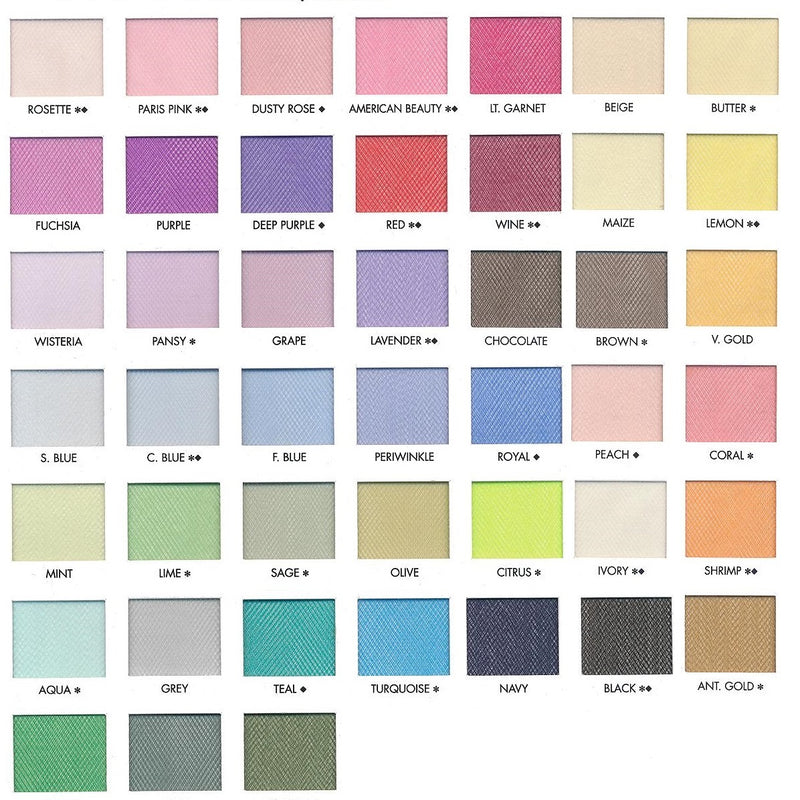 Nylon Net Nylon Fabric - Multiple Colors, 72" Width, Folded On Board (1 Yard)