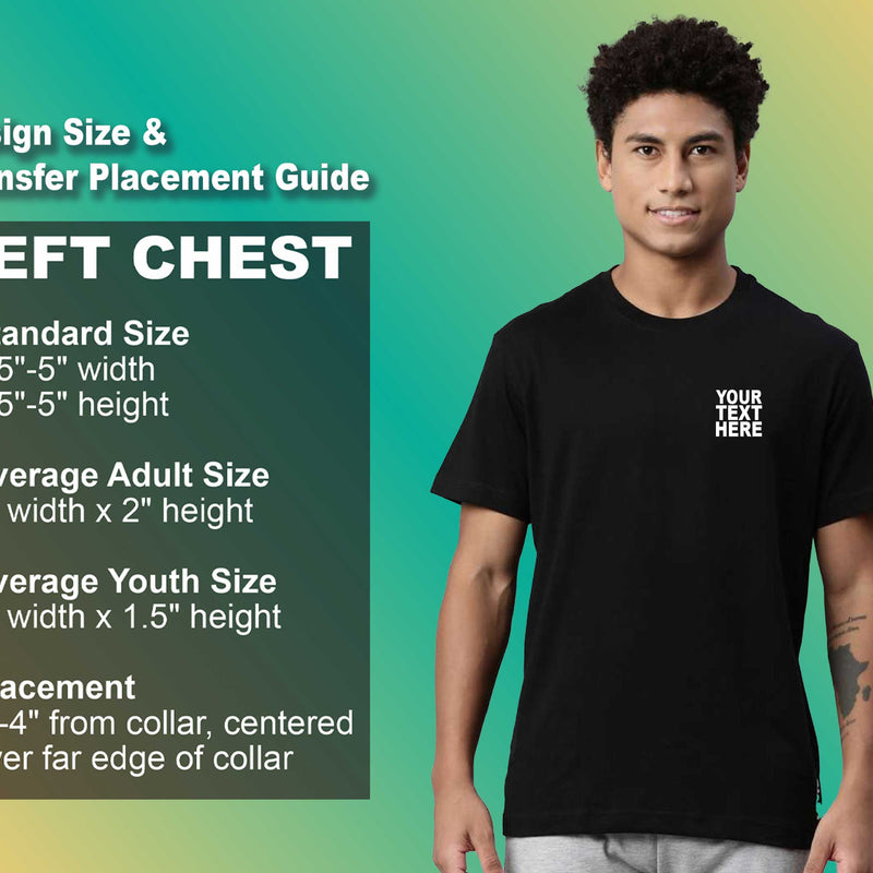 Pack: 12 Fast Customized T-Shirts – Print Your Own Design or Logo (Left Chest - Black)
