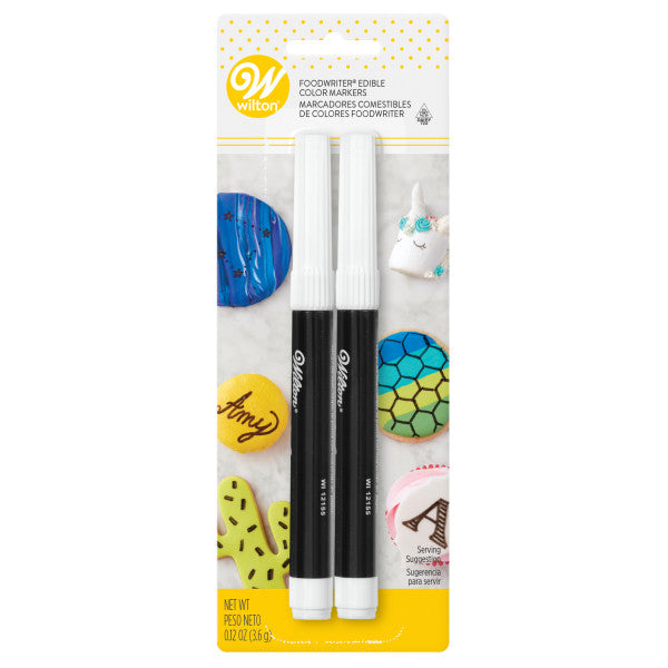 Wilton Black Edible Food Markers – Fine and Bold Tip, 2-Piece Set