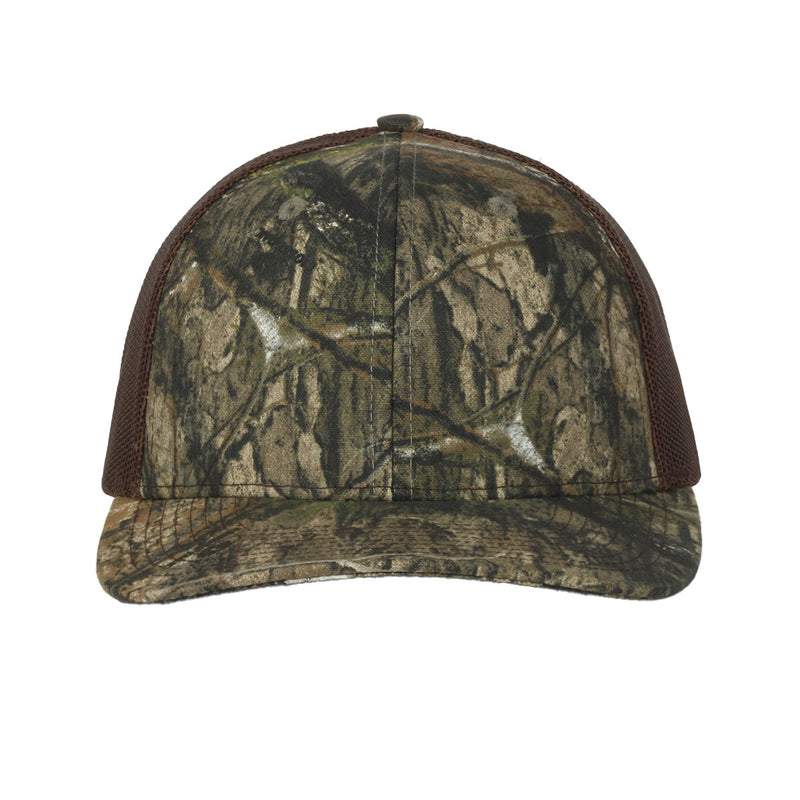 Structured Camo Trucker With Solid Mesh Back Hat