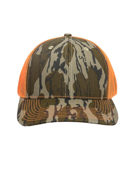 Structured Camo Trucker With Solid Mesh Back Hat