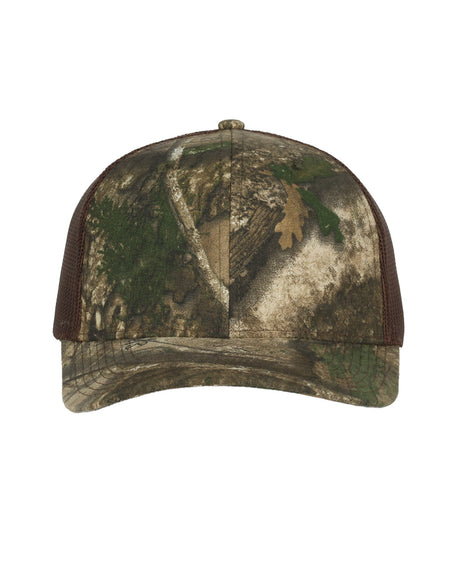 Structured Camo Trucker With Solid Mesh Back Hat