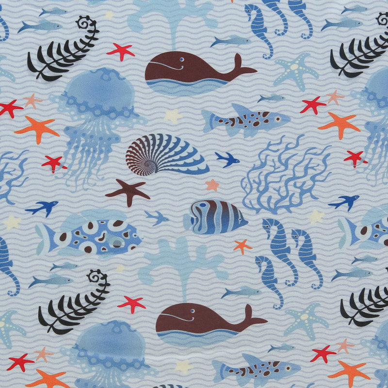 Swim Knit Polyester Spandex Ocean Scene 4-Way Stretch