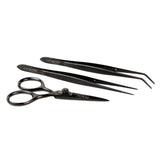 O'Creme Black Stainless Steel Tweezers & Scissors, Set of 3