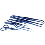 O'Creme Blue Stainless Steel Tweezers & Scissors, Set of 6