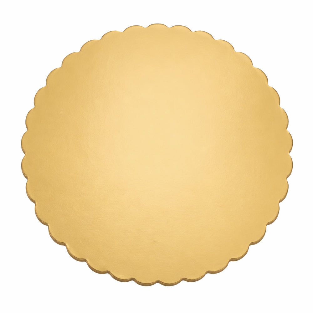O'Creme Gold Round Scalloped Dessert Boards, 6" Dia. - Pack of 25