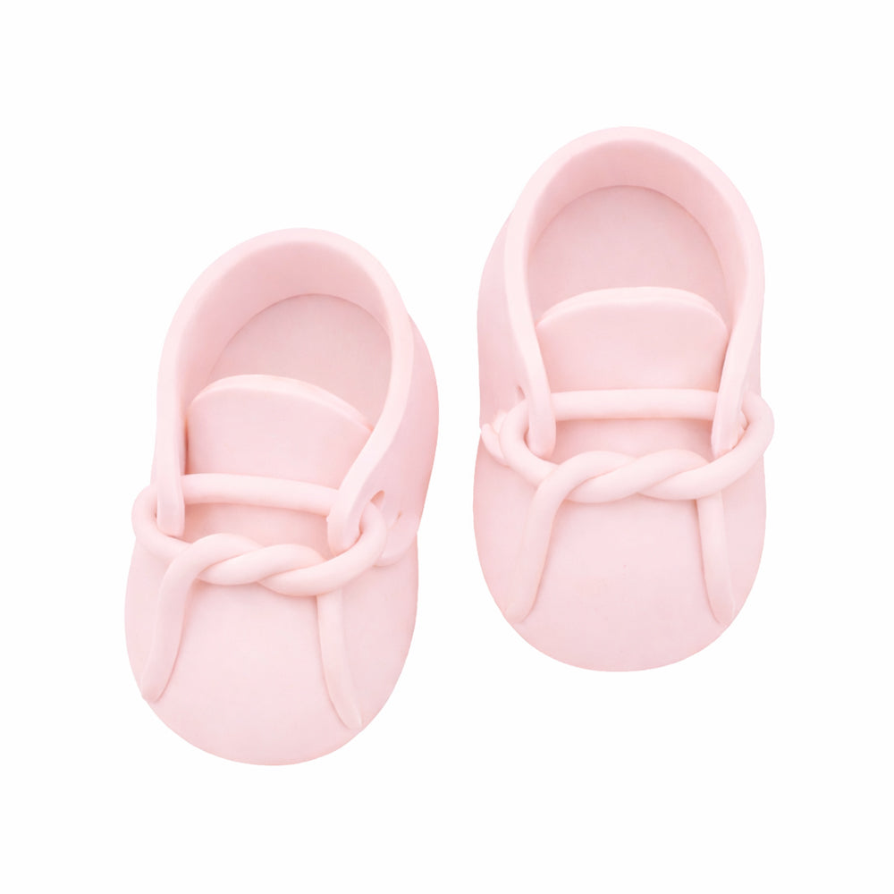 O'Creme Pink Gumpaste Baby Booties, 2.75" x 1.5" - 1 Pair