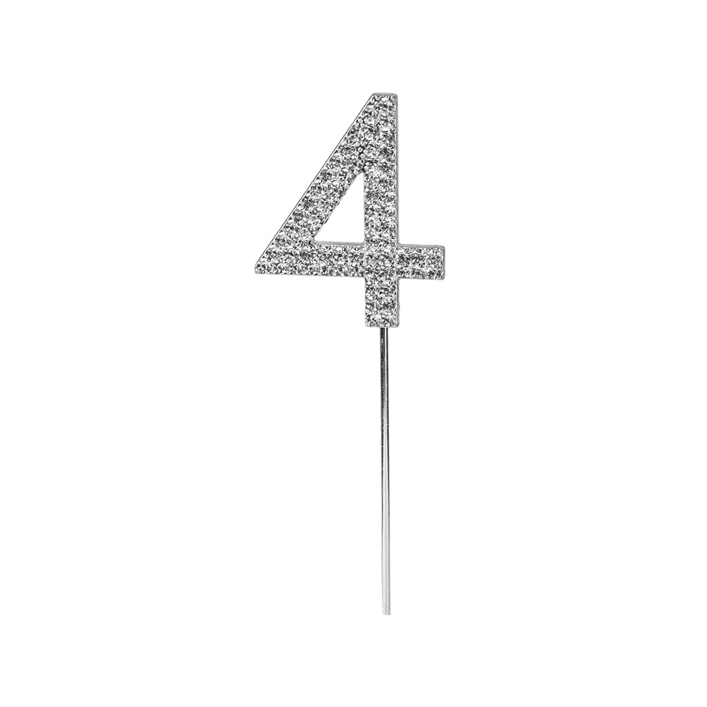 O'Creme Silver Rhinestone 'Number Four' Cupcake Topper