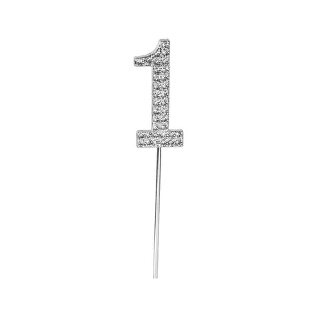 O'Creme Silver Rhinestone 'Number One' Cupcake Topper