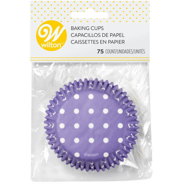 Wilton Lavender with White Polka Dots Baking Cases, 75-Count
