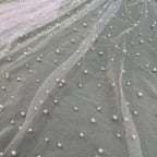 Pearl Tulle Polyester Fabric - Soft Mesh With Scattered Pearls, 58" Width