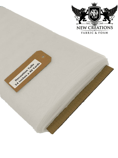 Off White Tulle Net Fabric - Off White, Sheer, 54" Width (5 Yards)