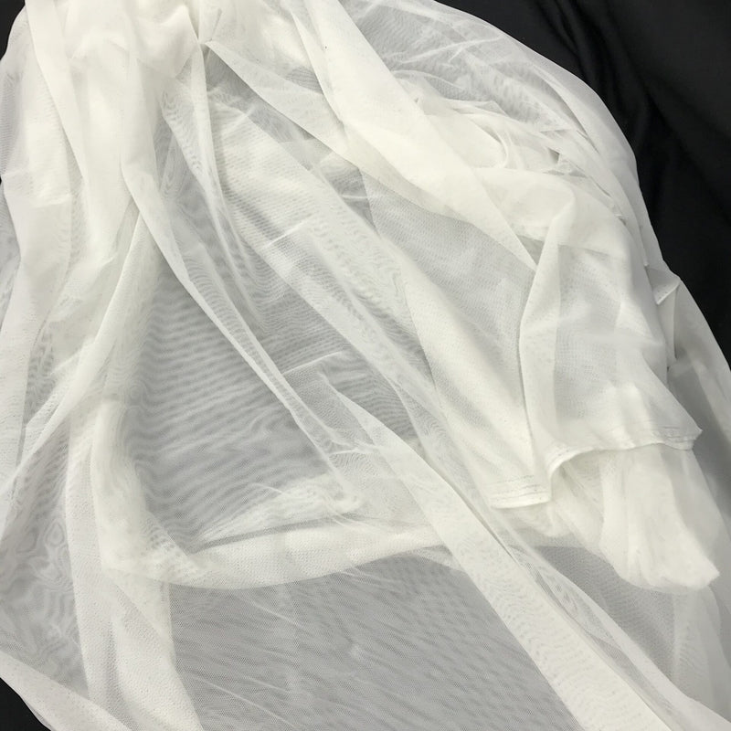 Power Mesh Nylon Spandex Fabric - Off White Sheer Mesh, 60" Width (1 Yard)
