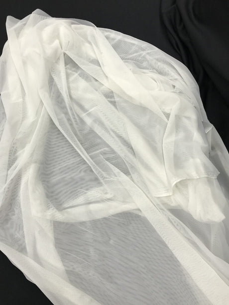 Power Mesh Nylon Spandex Fabric - Off White Sheer Mesh, 60" Width (1 Yard)