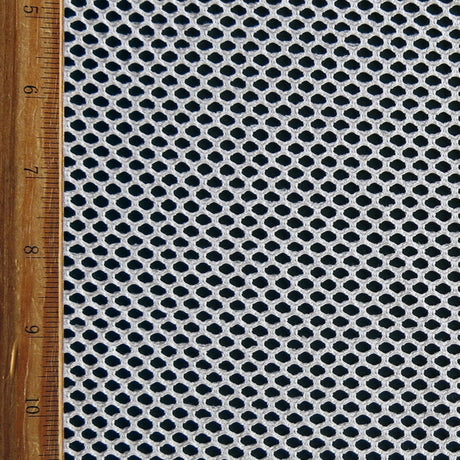 Off White Diamond Poly Spandex Mesh Fabric