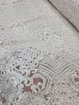 Bridal Lace 3D Chiffon Floral Embroidery Off White