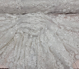 Bridal Lace 3D Chiffon Floral Embroidery Off White