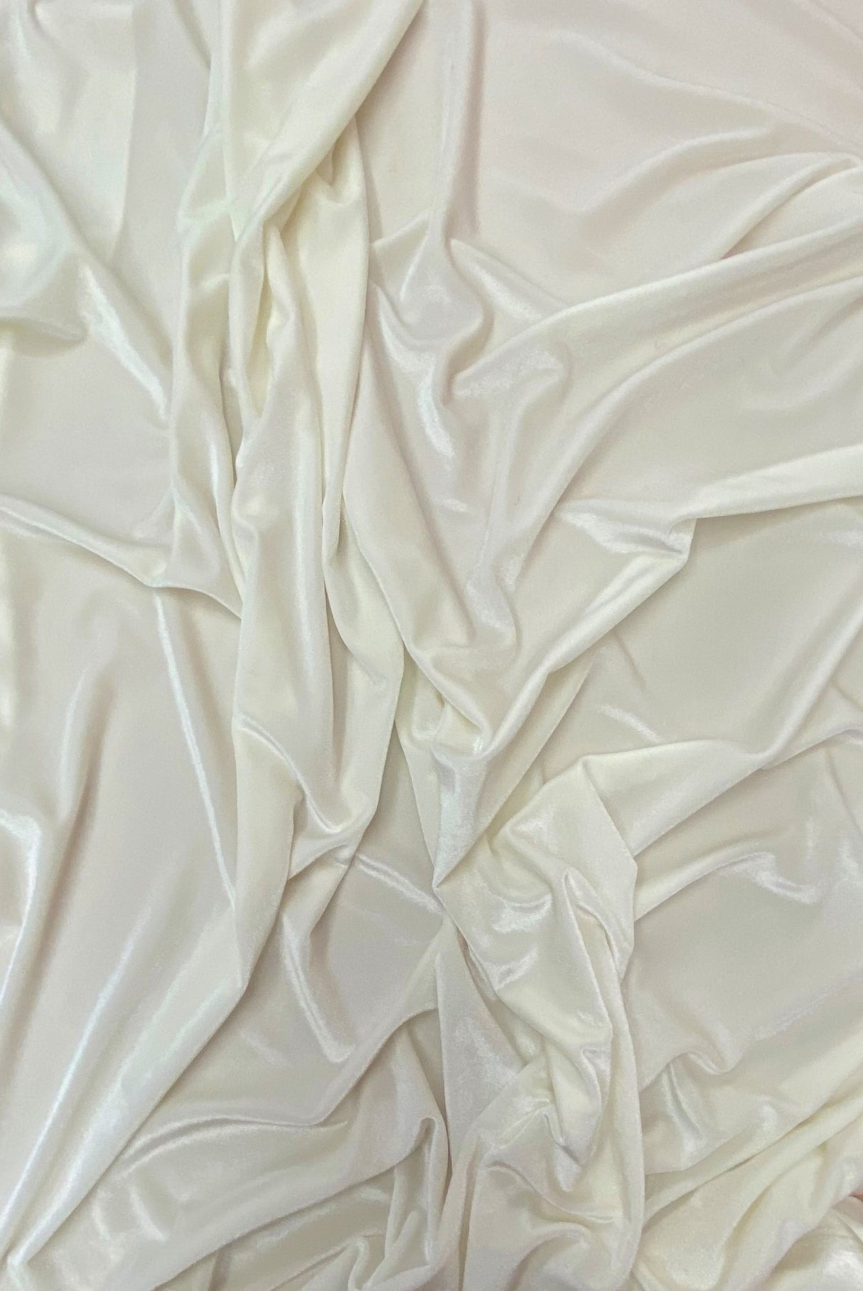 Off White Stretch Velvet Fabric - Off White, 58"-60" Width