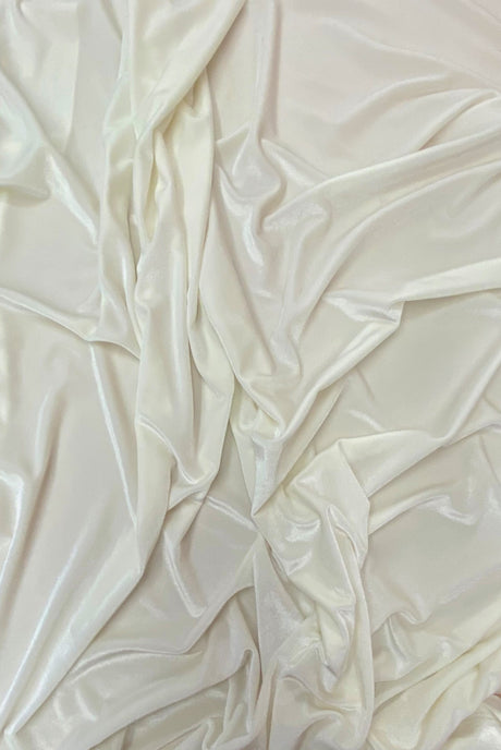 Off White Stretch Velvet Fabric - Off White, 58"-60" Width