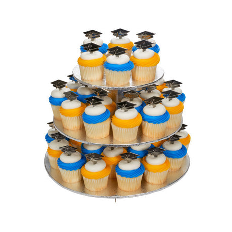 Graduation Black Metallic Hat Cupcake Cake Pics - set of 144