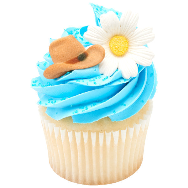 Daisy White Flower Assortment Gum Paste Toppers - 4 per order