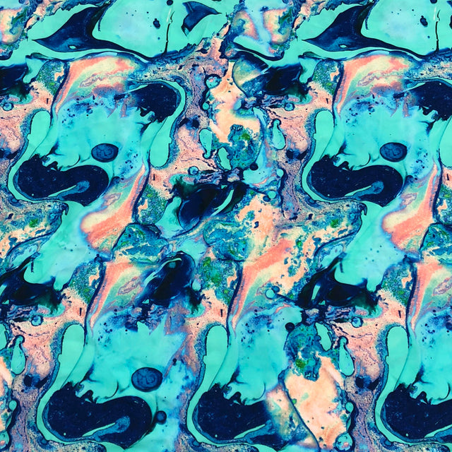 Swim Knit Nylon Spandex Oil Slick Print UPF 50+