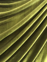 Olive Stretch Velvet Fabric - Olive, 58"-60" Width (1 Yard)