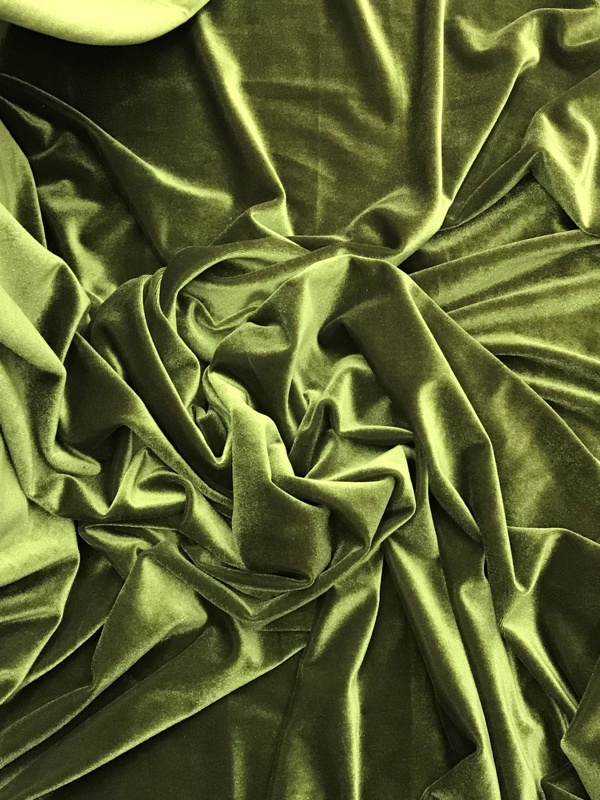 Olive Stretch Velvet Fabric - Olive, 58"-60" Width (1 Yard)