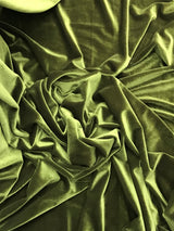 Olive Stretch Velvet Fabric - Olive, 58"-60" Width (1 Yard)
