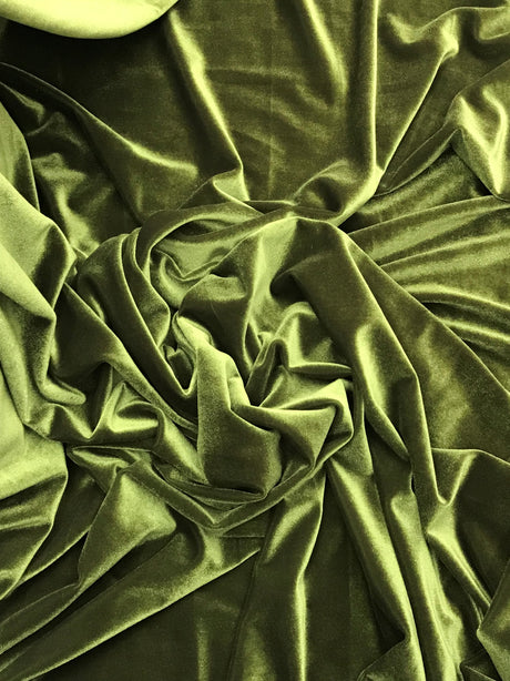 Olive Stretch Velvet Fabric - Olive, 58"-60" Width (1 Yard)