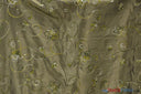 Aurora Taffeta Embroidered Floral Taffeta Fabric - Multi Color Floral Embroidery With Sequins, 54" Width (1 Yard)