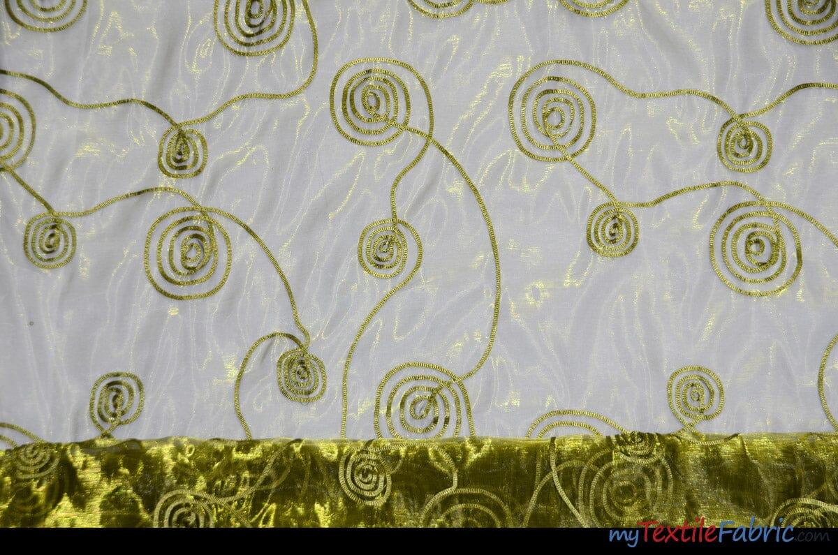 Donatello Organza Embroidery Fabric - Embroidered Floral Sheer, 54" Width, Multiple Colors (1 Yard)