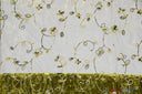 Dahlia Organza Embroidery Polyester Fabric - Embroidered Floral Sheer With Sequins Embellishment, 54" Width (1 Yard)