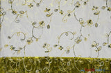 Dahlia Organza Embroidery Polyester Fabric - Embroidered Floral Sheer With Sequins Embellishment, 54" Width (1 Yard)