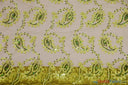 Coco Paisley Polyester Fabric - Sheer Embroidered Paisley, Double Scallop Lace, 52" Width (1 Yard)