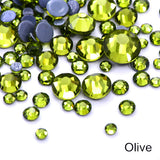 Flat Back Rhinestones Acrylic Fabric - Olive Green, Loose Rhinestones (2MM /6SS, 3MM/ 10SS, 4MM/16SS, 5MM/20SS, 6MM/30SS)