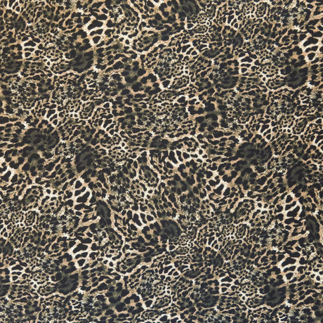 Poly Spandex Swimsuit Fabric - Olive, Black, and Brown Leopard Print