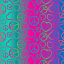 Printed Spandex Ombre Hearts & Peace Symbols