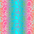 Printed Spandex Ombre Hearts & Peace Symbols