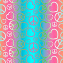 Printed Spandex Ombre Hearts & Peace Symbols