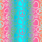 Printed Spandex Ombre Hearts & Peace Symbols