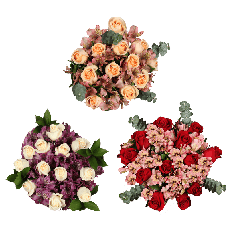 Grandiose Flower Bouquet Fresh Mixed Roses and Alstroemeria