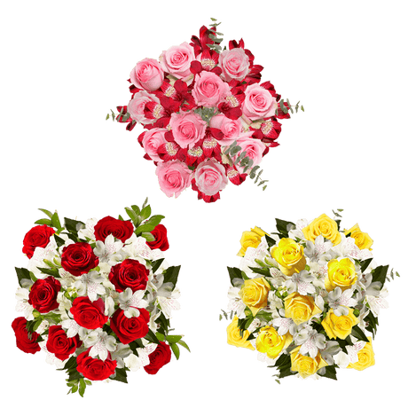 Grandiose Flower Bouquet Fresh Mixed Roses and Alstroemeria