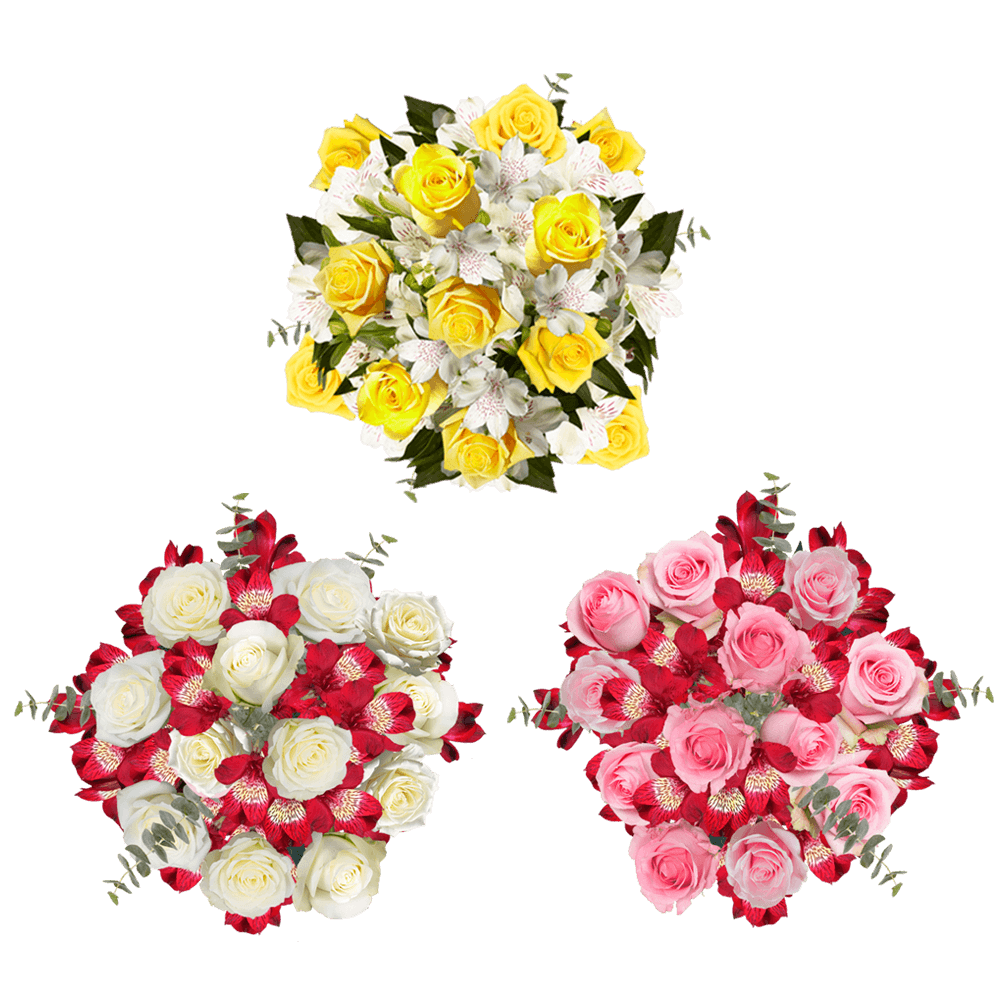 Grandiose Flower Bouquet Fresh Mixed Roses and Alstroemeria