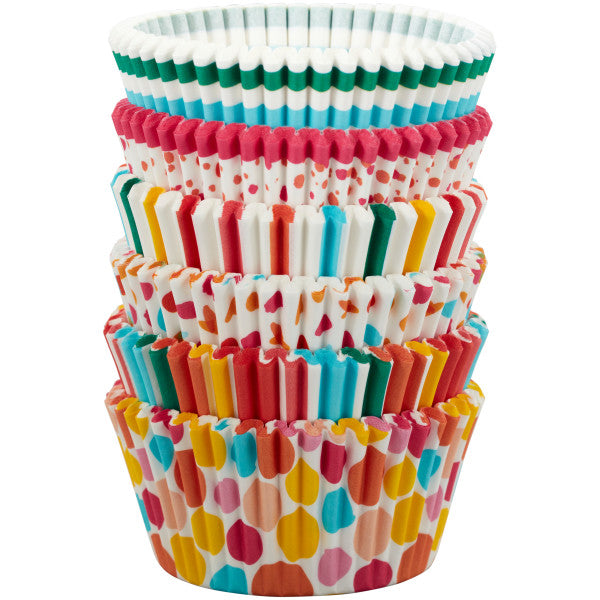 Wilton Rainbow, Striped and Polka Dot Standard Baking Cups, 150-Count