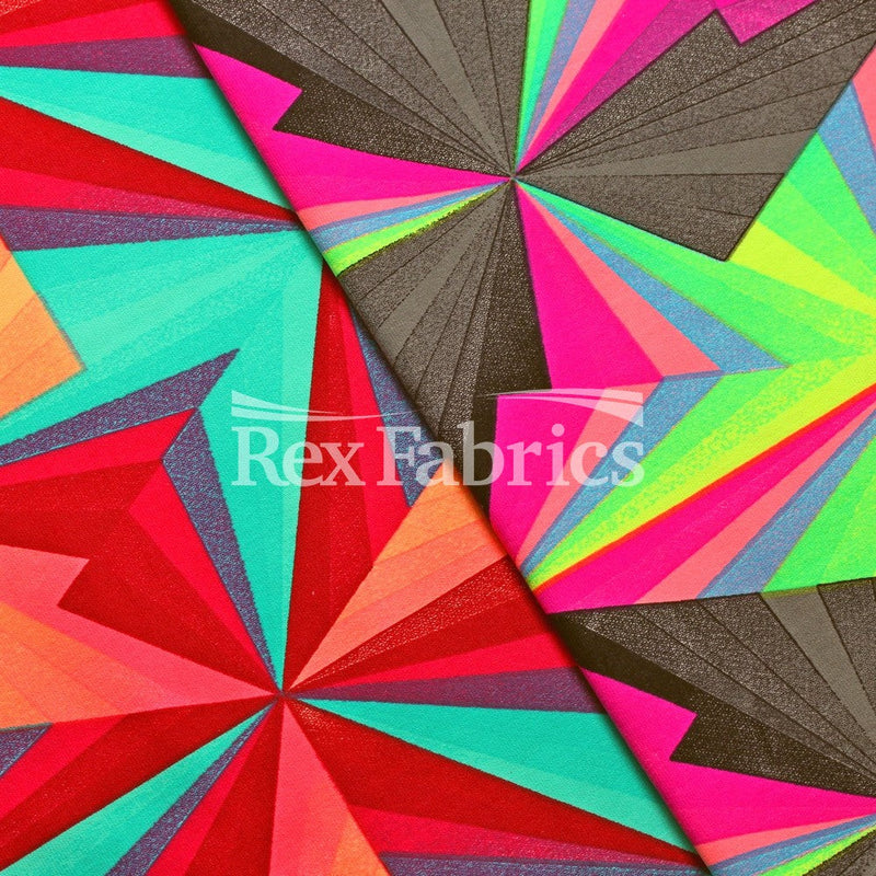 Optima Nylon Spandex Fabric - Multicolor Geometric Print, 58/60" Width (1 Yard)